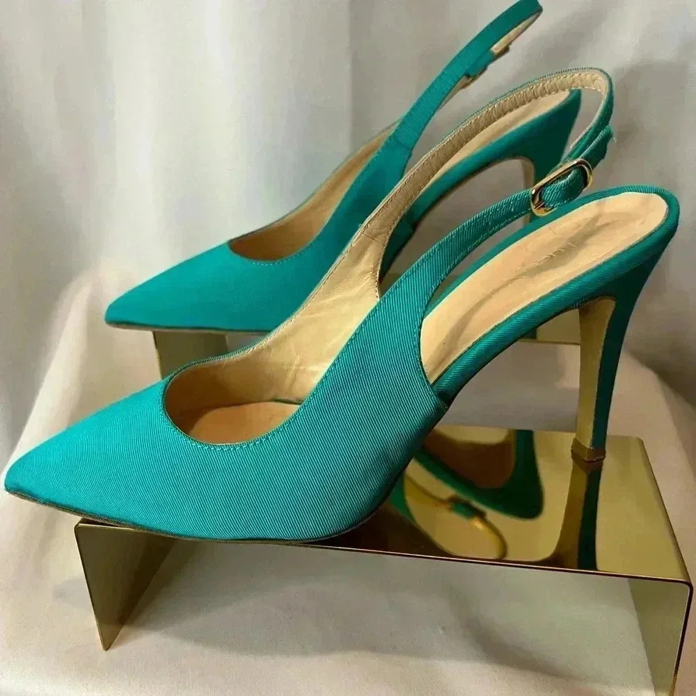 Turquoise sling heels by Luca Valentini  size 6.5 - Picture 2 of 10